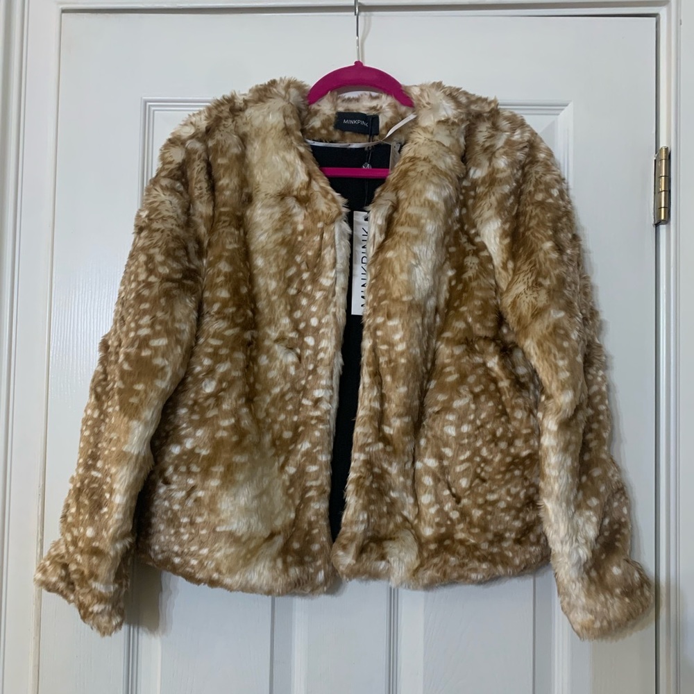 MinkPink Oh Deer Faux Fur Jacket